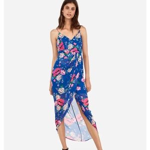 Express Floral Chiffon Wrap Maxi Dress